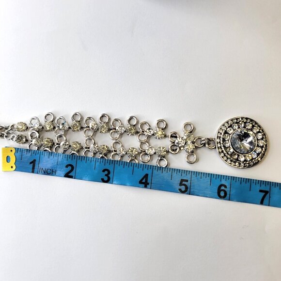 Round Crystal Pendant Necklace - Wedding Prom Bridal Necklace Party Necklace - Picture 7 of 8